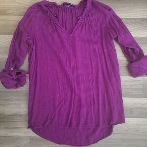 Simply Vera Vera Wang Magenta V-Neck Long Sleeve Tunic